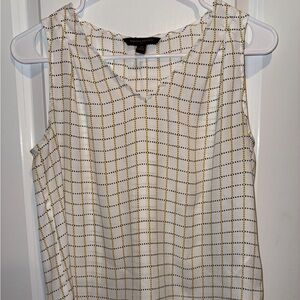 Banana Republic White and Gold Grid Blouse